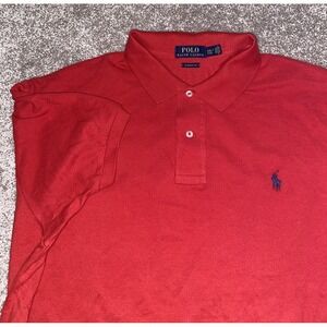 POLO Ralph Lauren Golf Men Cotton Short Sleeve Red / Blue Pony Solid Shirt XXL